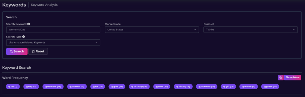 Keyword Analysis merchdominator